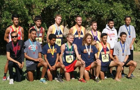 Cristain Nazarek (876) received his fourth place medal at the Fresno Invite meet last weekend.
