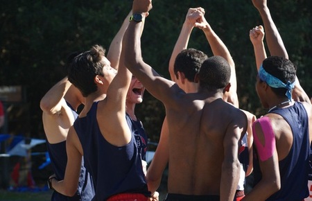The Bear Cubs get rowdy on the start line at the Pat Ryan Invitational at Spring Lake.